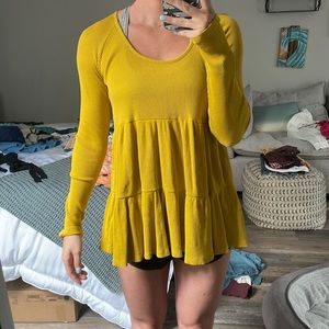 Anthropologie yellow ruffled long sleeve